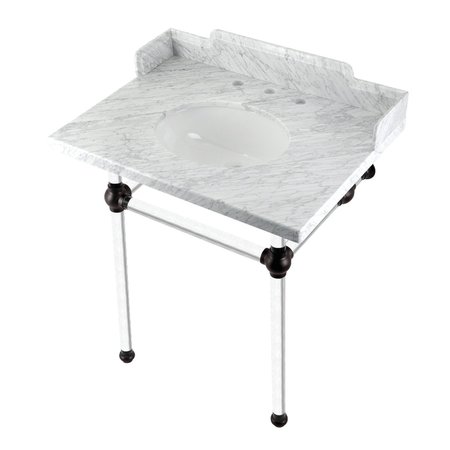 KINGSTON BRASS 30 Carrara Marble Console Sink with Acrylic Legs, Marble WhiteOil Rubbed Bronze LMS30MA5